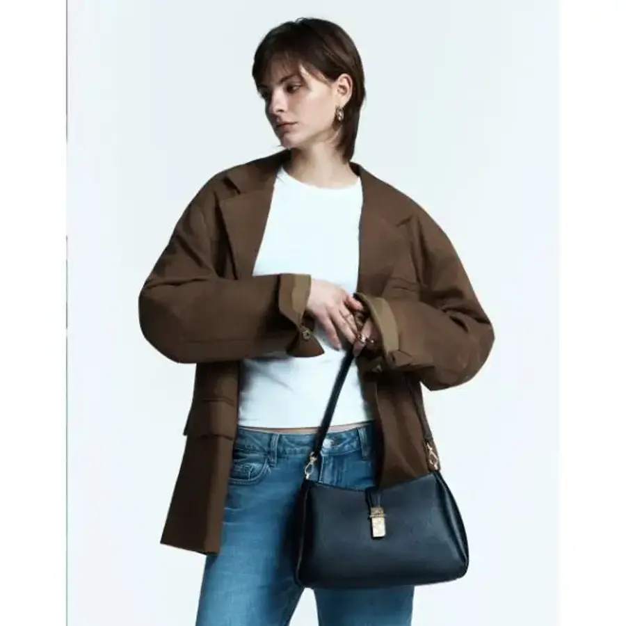 닥스 WOMENS ACCESSORIES 블랙 소가죽 체크 장식 포인트 숄더백 DCBA6E161BKDCBA6E161BK 101971