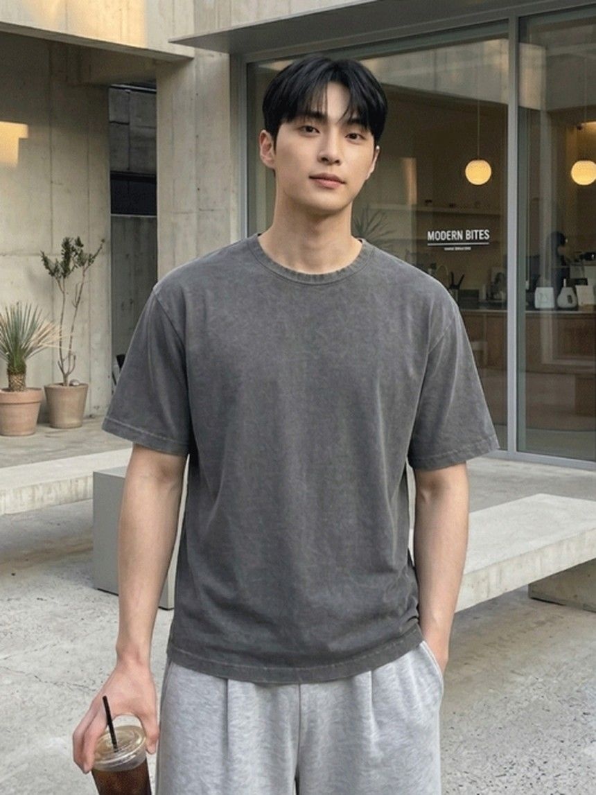 행텐 남성 다잉 워싱 반팔 티셔츠_165 10580-031-612-69 반소매 티셔츠_이미지