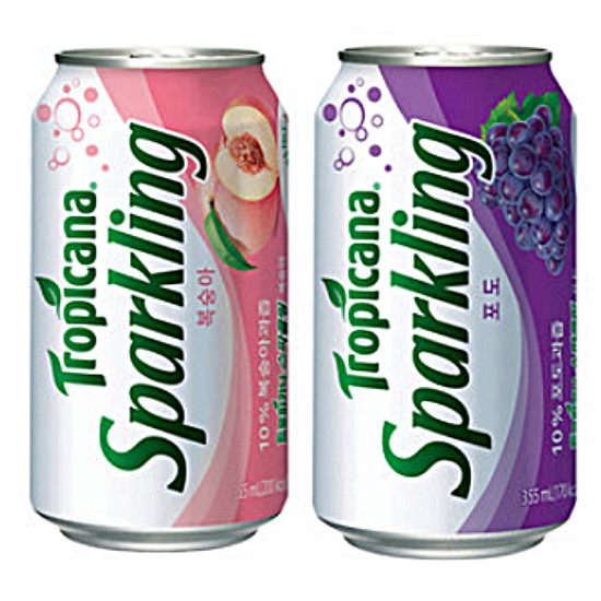 롯데칠성음료 트로피카나 스파클링 355ml 2종 (포도, 복숭아) (12개)_이미지