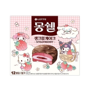 롯데제과 산리오 몽쉘 딸기 생크림 케이크 384g (3개)