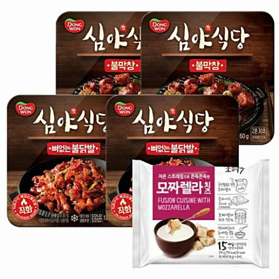 동원F&B 심야식당 뼈없는 불닭발 160g x 2개+불막창 160g x 2개+모짜렐라 치즈 270g (1세트)
