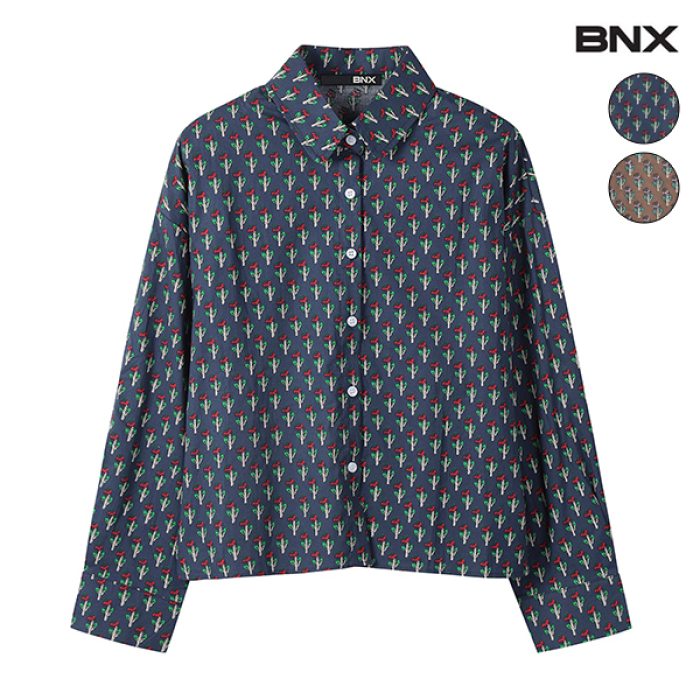 BNX 카라넥 자가드 유니크 패턴 긴팔 셔츠 BW3BL007L0