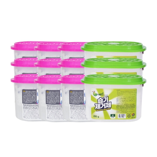 옥시레킷벤키저 물먹는하마 숯 옷장용 280g x 9개 + 닥터그리니 습기제거제 280g x 3개