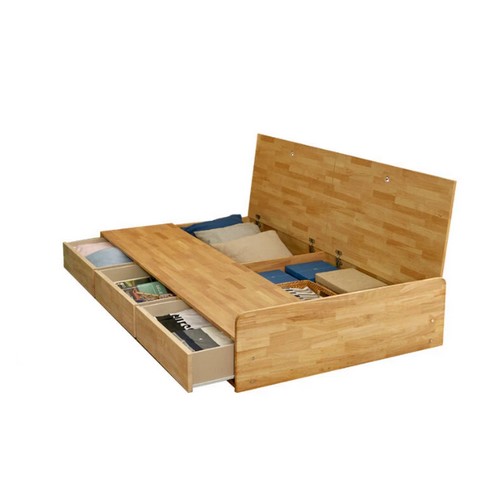 라자가구 비바 팀버 원목 수납 침대 SS (본넬스프링)_이미지