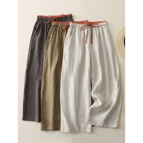 넬리 바일 린넨 밴딩 와이드 팬츠_NC2SP014