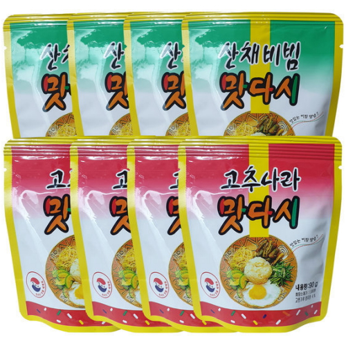 고추나라 맛다시 90g x 4개 + 산채비빔 맛다시 90g x 4개