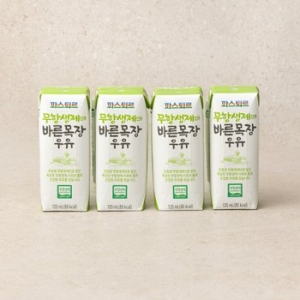 파스퇴르 무항생제 바른목장 멸균우유 125ml (4개)