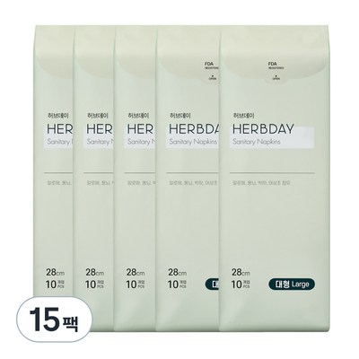 허브데이 시그니처 쿨링생리대 대형 10개 (15팩(150개))