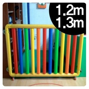 오너클랜 무지개폼 안전문 1.2m-1.3m 높이75cm 바퀴포함