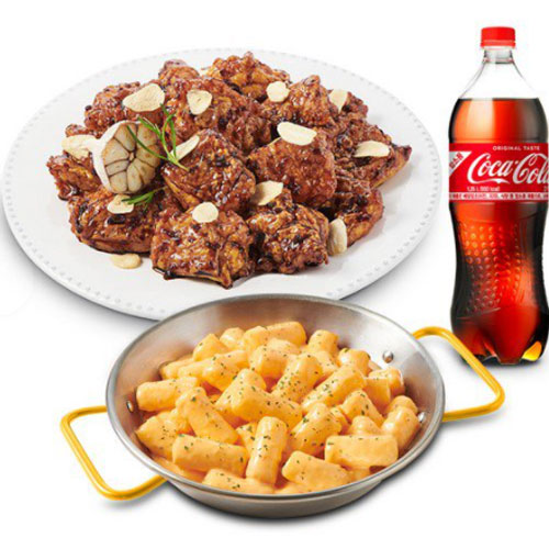 푸라닭 ㅤ순살블랙알리오 + 기름떡볶이(투움바) + 콜라 1.25L_이미지