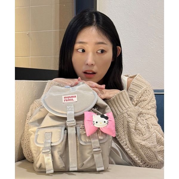 마스마룰즈 MASMARULEZ mini ver. Glossy belted flap backpack_Light gray501476475..