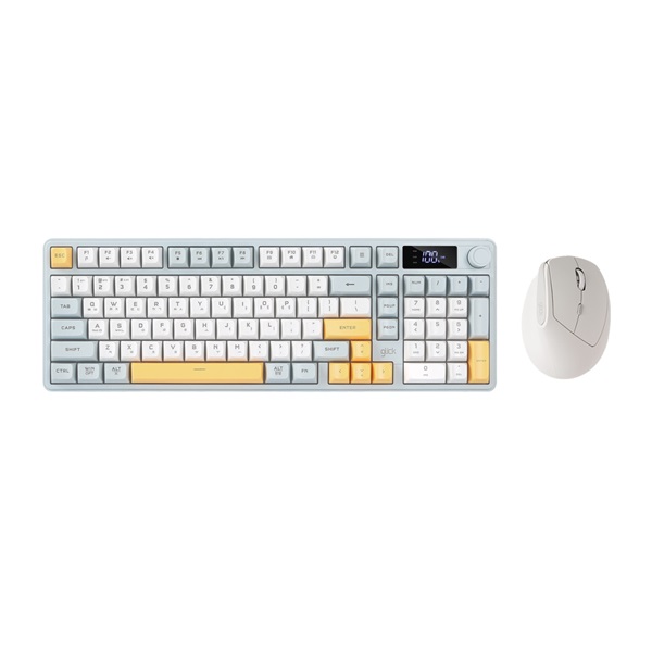 지클릭커 OFFICEPRO WMK600 사일런스 M LCD 98 무선 키보드 마우스 세트 (Navy Blue)_이미지