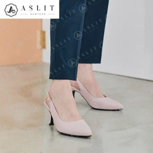  애슬릿 여자 뾰족코 체인 버클 슬링백 힐 구두 7.5cm 6934937