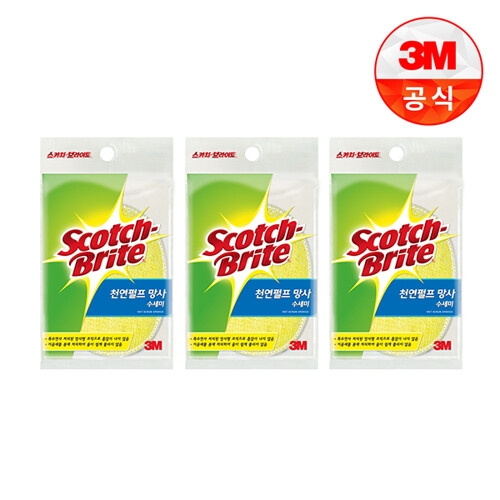 항균 천연펄프 망사수세미 타원형 1개 3팩(3개)