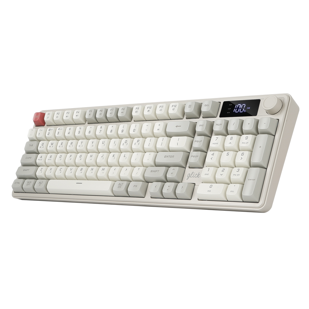 지클릭커 OFFICEPRO WK50 사일런스 M RGB 풀윤활 무소음 방수 무선 블루투스 LCD 98 (Retro Cappuccino)_이미지