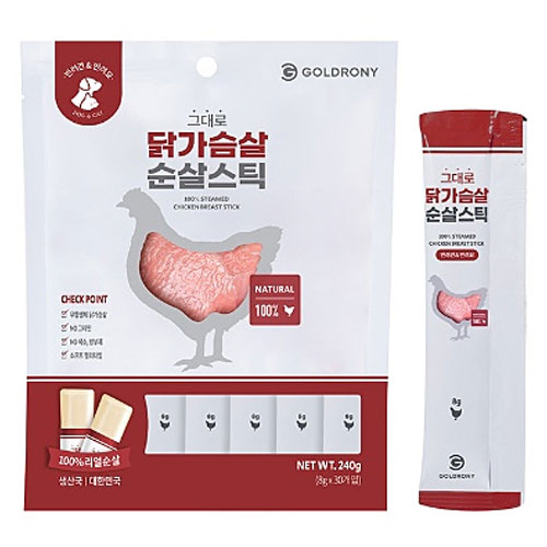 골드로니 그대로 순살스틱 닭가슴살 240g (8g x 30p) (1개)_이미지