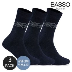 바쏘 남성 아가일 캐주얼 신사 방한 양말 3P_NY 32325409