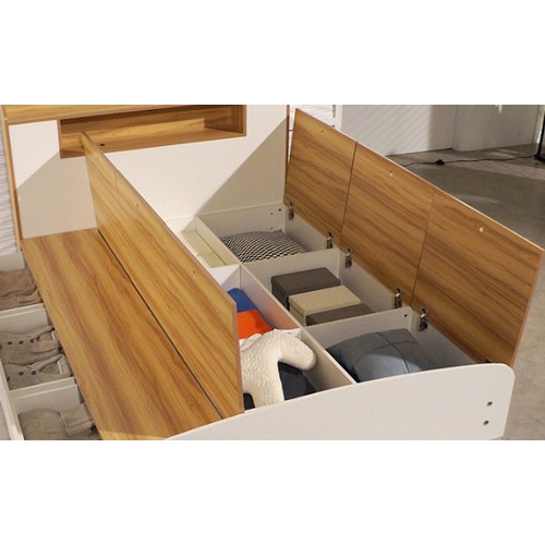 마티노가구 아이린2 책상 서랍 수납 LED침대 Q (매트별도)_이미지