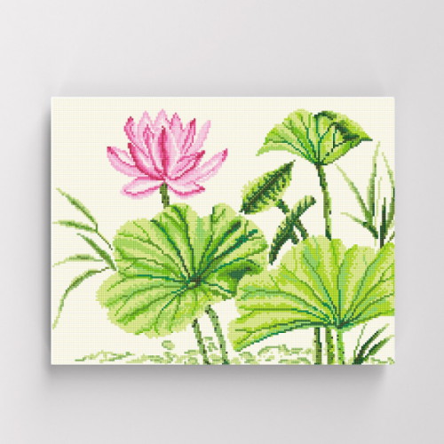 아이러브페인팅 DIY 캔버스형 보석십자수 단아한 연꽃
