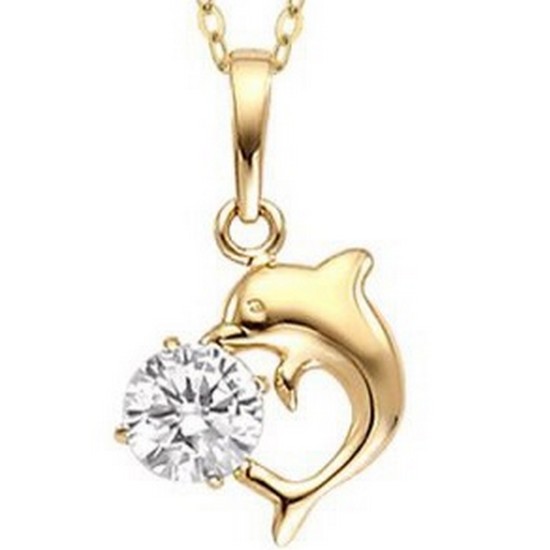 골드팡 14K 미니돌핀큐빅 펜던트_이미지