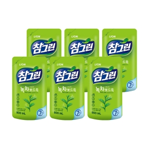 참그린 기름기 뽀드득 레몬녹차 리필 800ml (6개)_이미지