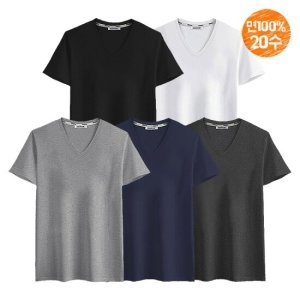 제네브 남여공용 S-3XL 면20수 반팔 브이넥 티셔츠_이미지