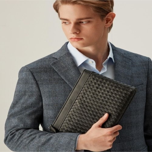 [PORTSMOUTH+] 핸드크래프트 메쉬M 소가죽 클러치_DBBA6E725BK