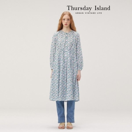 써스데이아일랜드 허리 스트링 플로럴 원피스 T232MOP539W_이미지