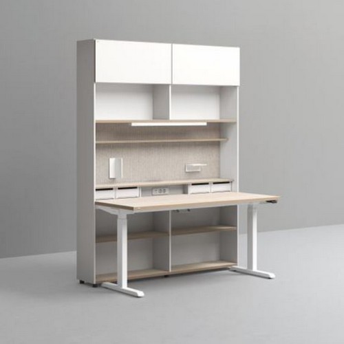 데스커 6단 모션 멀티 책상세트+조명+도어 (1600x590)_이미지