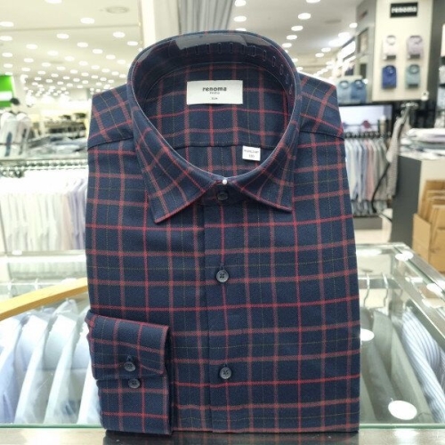 레노마 셔츠 윈도우 체크 트윌기모 슬림핏 긴소매RNWSG0987NY_GN 구리