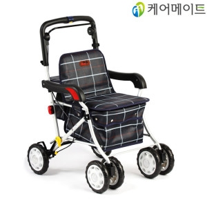 케어메이트 F-218N 노인 실버 보행기 어르신 할머니 유모차 실버카 보행보조기 보행차 야간유도등 보조수납백 우산꽂이_이미지