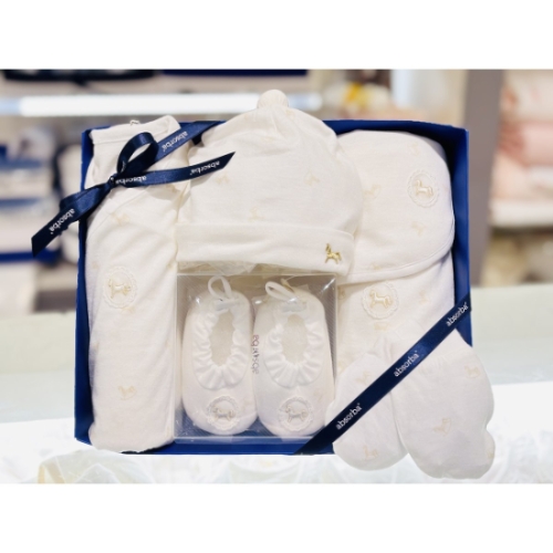 압소바 26년말띠선물임신출산 호싱배냇슈트+속싸개+신생모+손싸개+턱받이+덧신6종세트 1A1A10902