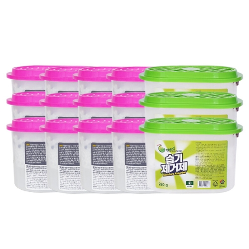 옥시레킷벤키저 물먹는하마 숯 옷장용 280g x 12개 + 닥터그리니 습기제거제 280g x 3개