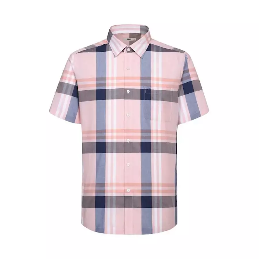 닥스 SHIRT 면혼방 라지체크 반팔셔츠 레귤러핏 핑크_DLS2SHCS132P1_이미지