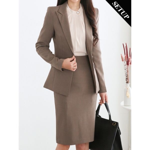 모리스커밍홈 SET 원버튼 테일러드 자켓 펜슬 스커트 셋업_M2501SE001A