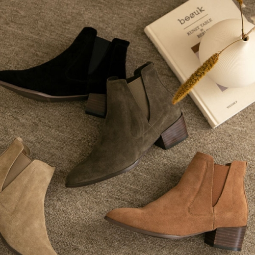 앰블 밴딩 가죽 앵클부츠 4.5cm