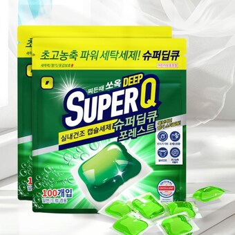 슈퍼딥큐 실내건조 <b>캡슐</b><b>세제</b> 포레스트 100개입
