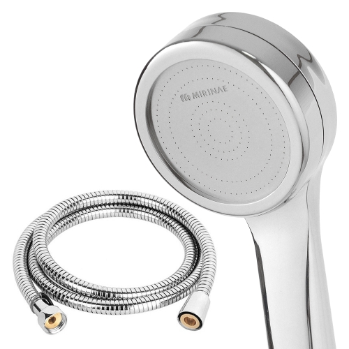 수압상승 샤워기헤드 + 황동 스텐 샤워줄 1.5m 세트