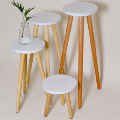 [불명] 필플랜트 화이트선반 원형 화분 받침 진열대(우드)