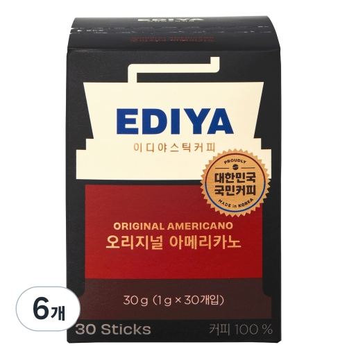이디야 오리지널 아메리카노 원두커피스틱 1g 30개입 (6개)