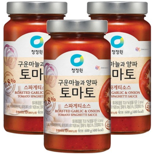청정원 구운마늘과 양파 토마토 스파게티소스 600g (3개)_이미지