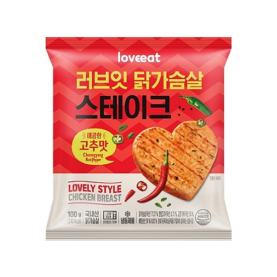 푸드나무 러브잇 닭가슴살 스테이크 매콤한 고추맛 100g (8개)