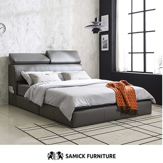 삼익가구 클린트 무빙헤드 가죽 침대 Q (매트별도)_이미지