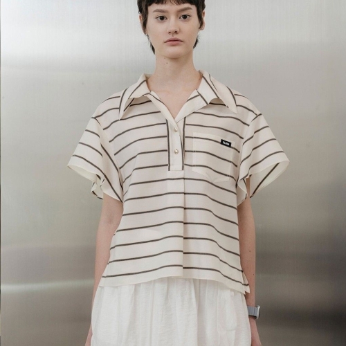 쥬크 스트라이프 카라 셔츠_Z252MSC028