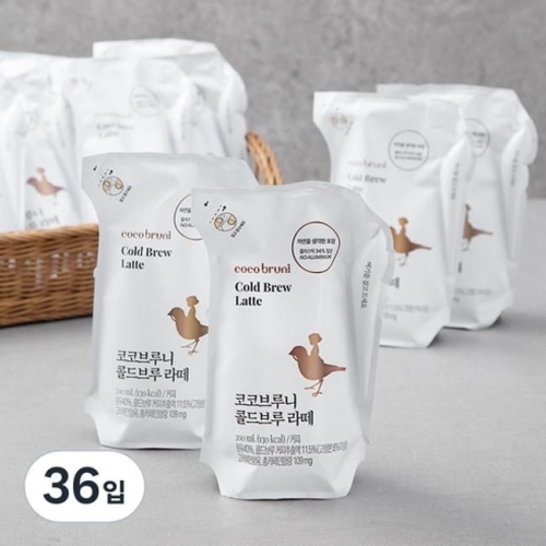 한국야쿠르트 코코브루니 콜드브루 라떼 200ml (36개)
