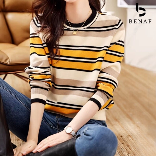 베나프 달리 배색 긴팔니트_BI3LK004_이미지