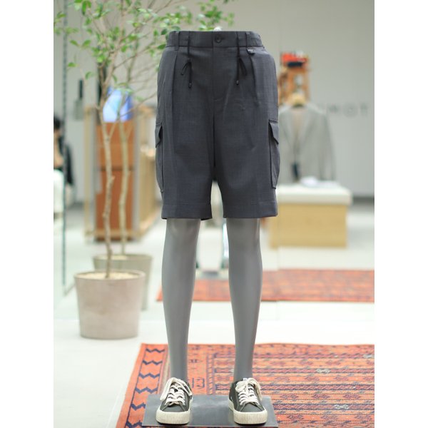 BON 본 S/S 그레이 스트링 원턱 루즈핏 하프 팬츠 BN2MTA344