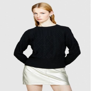 SISLEY 17L3M103W WINTER 캐이블 조직 라운드넥 니트