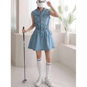 럭스골프 여성 데님 진 민소매 원피스 MDG25M104W 670333_이미지