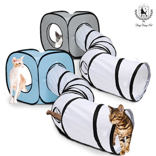 딩동펫 고양이 큐브 터널 텐트형 하우스_그레이_이미지